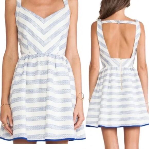 Line & Dot Dresses & Skirts - Line & Dot Kelly Mini Mini Dress in Sky Striped Size L Open Back Sexy Chic
